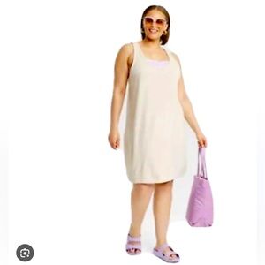 Women's Terry Tank Dress a New Day by target Tan Size 3x Plus Swim Cover Up